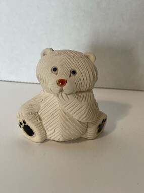 Vintage Artesania Rinconada Baby Polar Bear Figurine Signed Handcrafted Uruguay